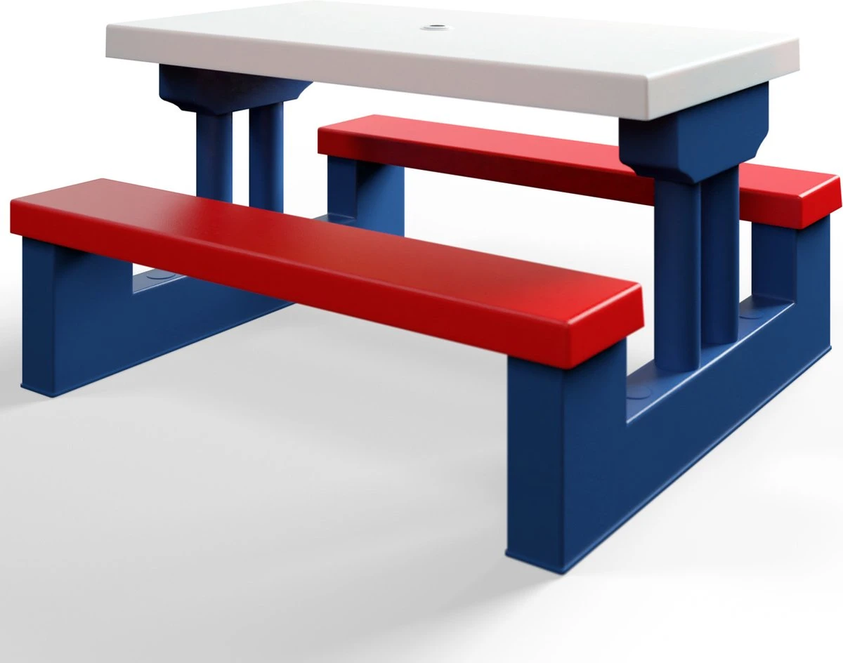 Merkloos Kinder Picknicktafel Met Parasol - Blauw 12 Merkloos Kinder Picknicktafel Met Parasol - Blauw - Afbeelding 10