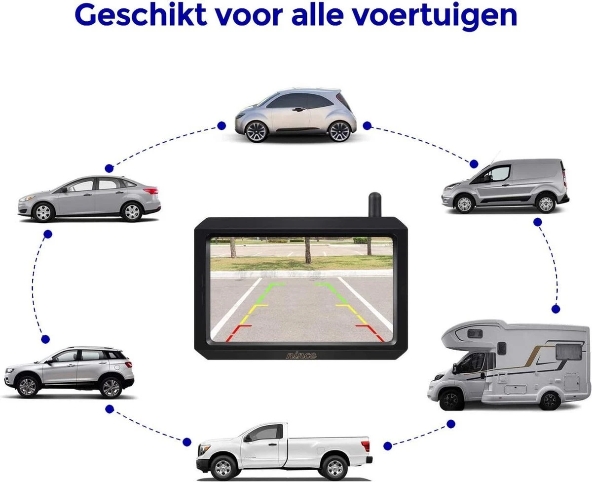 Nince ARC1 Draadloze Achteruitrijcamera Draadloos 2022 Model - 5 Inch Digitale Achteruit Rijcamera Met IR Nachtzicht - 2 Kanaals 4 Nince ARC1 Draadloze Achteruitrijcamera Draadloos 2022 Model - 5 Inch Digitale Achteruit Rijcamera Met IR Nachtzicht - 2 Kanaals - Afbeelding 2