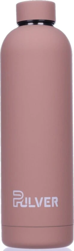 Pulver - RVS Thermosfles / Drinkfles – BPA Vrij – 750 Ml - Waterfles Met Draaidop – Drinkfles – Dubbele Isolatie - Rubberen Coating- Licht Roze