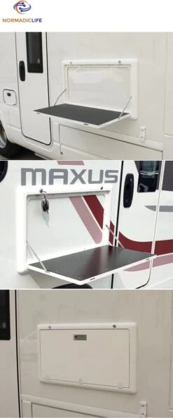 Merkloos NormadicLife® - Outdoor – Opklapbare Tafel - Eettafel – Tafel Voor Buitenkeuken - Caravan – Camper – Picknicktafel - Ingebouwd Ledlicht – Wit -Buiten Kamperen 496x1200