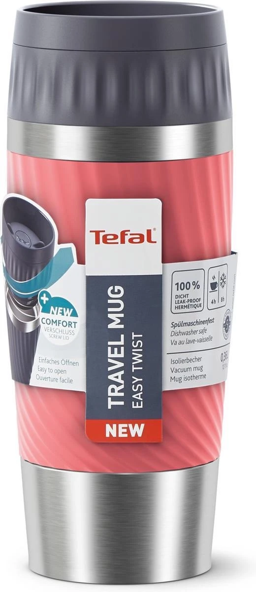 Tefal Travel Mug Easy Twist Thermobeker - Koraalrood - 0,36 Liter 8 Tefal Travel Mug Easy Twist Thermobeker - Koraalrood - 0,36 Liter - Afbeelding 6