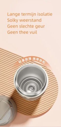 Floraweg Cup - Drinkbeker To GO- Lekvrij Dubbelwandig ,RVS 316, Thermosbeker Koffiebeker- Koffie En Thee - 400ml Zwart -Buiten Kamperen 576x1200 1