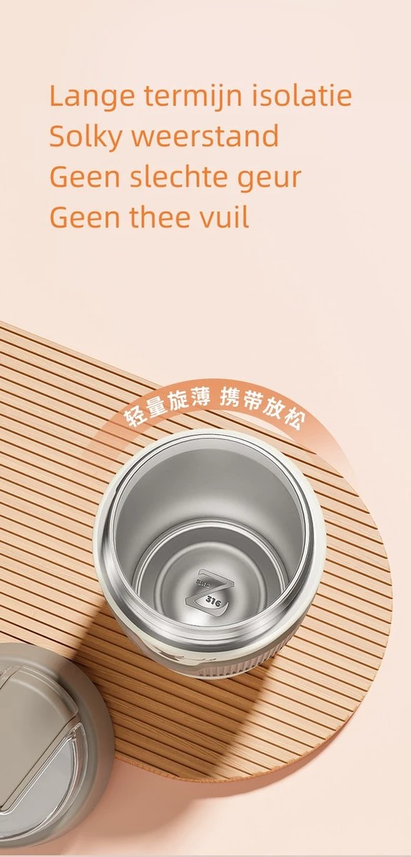 Floraweg Cup - Drinkbeker To GO- Lekvrij Dubbelwandig ,RVS 316, Thermosbeker Koffiebeker- Koffie En Thee - 400ml Waarschuw En Koud Drankje- Grijs 4 Floraweg Cup - Drinkbeker To GO- Lekvrij Dubbelwandig ,RVS 316, Thermosbeker Koffiebeker- Koffie En Thee - 400ml Waarschuw En Koud Drankje- Grijs - Afbeelding 2