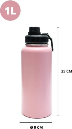 Thermosfles - Pastel Pink - 1 Liter - Extra Dop Met Rietje & Drinktuit - Thermosflessen - Isoleerfles - BPA Vrij - Lekvrij - Thermosfles 1 Liter - Isoleerfles 1 Liter - Thermoskan - Isoleerbeker - Thermosbeker -Buiten Kamperen 666x1200 1