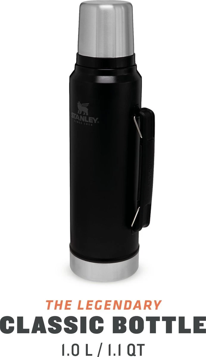 Stanley The Legendary Classic Bottle 1,00L - Thermosfles - Matte Black 14 Stanley The Legendary Classic Bottle 1,00L - Thermosfles - Matte Black - Afbeelding 12