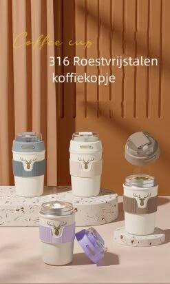 Floraweg Cup - Drinkbeker To GO- Lekvrij Dubbelwandig ,RVS 316, Thermosbeker Koffiebeker- Koffie En Thee - 400ml Zwart -Buiten Kamperen 719x1200 1