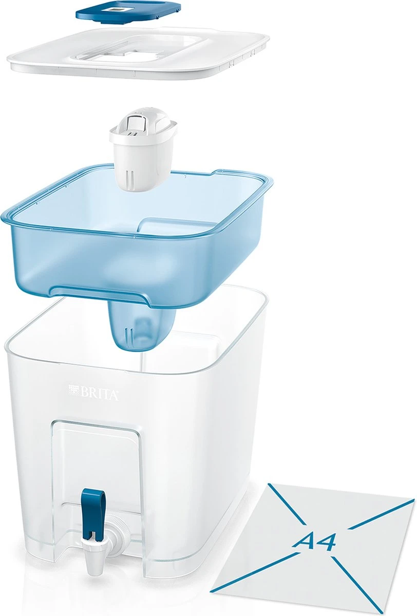 BRITA - Waterfilterkan - Flow Cool - Blauw - 8,2L + 12 Pack MAXTRA+ Waterfilterpatronen - Voordeelverpakking 4 BRITA - Waterfilterkan - Flow Cool - Blauw - 8,2L + 12 Pack MAXTRA+ Waterfilterpatronen - Voordeelverpakking - Afbeelding 2