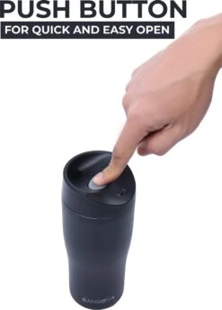 BanGosa® Koffiebeker To Go - Thermosbeker - Reisbeker - Travel Mug - RVS 400ml - Mat Zwart -Buiten Kamperen 862x1200 5