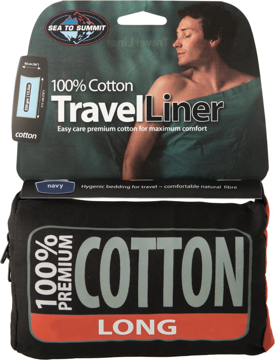 Sea To Summit - Premium Cotton Liner - Lakenzak - Katoen - Oceaan Blauw - Recht Model Lang 3 Sea To Summit - Premium Cotton Liner - Lakenzak - Katoen - Oceaan Blauw - Recht Model Lang