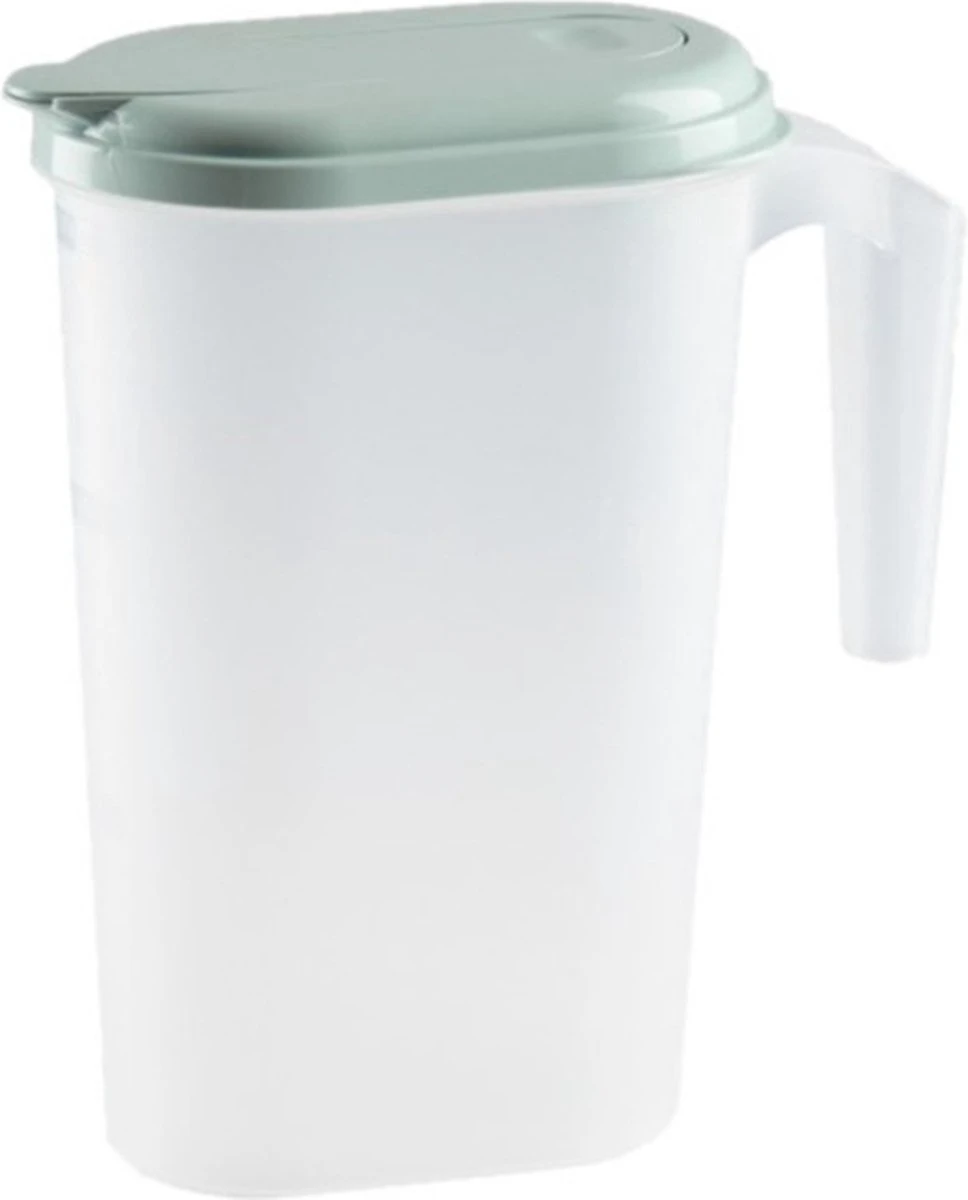 Waterkan/sapkan Transparant/mintgroen Met Deksel 1.6 Liter Kunststof - Smalle Schenkkan Die In De Koelkastdeur Past 3 Waterkan/sapkan Transparant/mintgroen Met Deksel 1.6 Liter Kunststof - Smalle Schenkkan Die In De Koelkastdeur Past